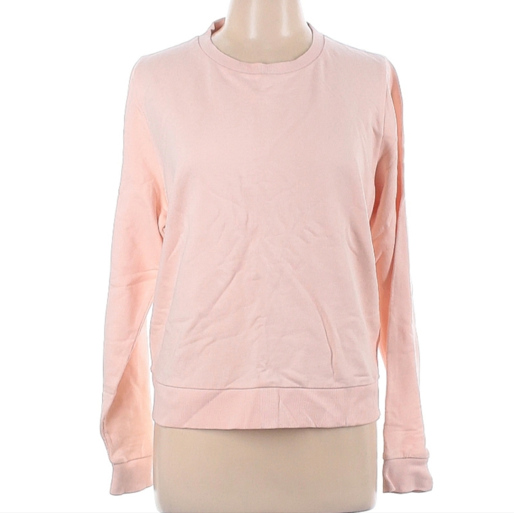 J.Crew Pinstripe Mixed Media Button-Down Tie Back Sweatshirt Top
